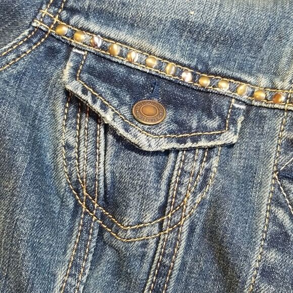 AMERICANāEAGLEāOUTFITTERSĀ StuddedāEmbellishedāBedazzledāDramaticāDenimāJacketāsm - Picture 2 of 9